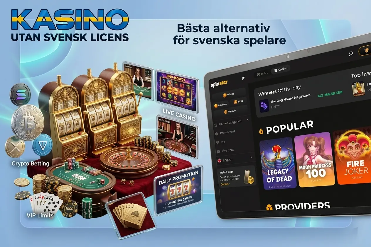 Spinstar kasino utan svensk licens med spelautomater, live casino och alternativ för krypto-betting
